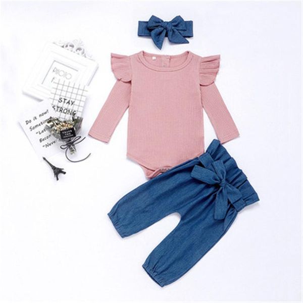 

clothing sets baby clothes set born outfits infants floral print trousers suit children's romper headkerchief skirt boys girls, White