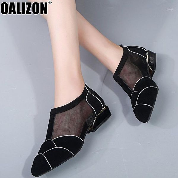 

dress shoes autumn ladies women fashion gauze mesh air female casual pointed toe low chunky heels pumps mujer zapato slim r4891, Black