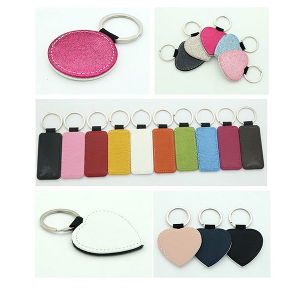 

snakeskin pattern single-sided blank edging treatment thermal transfer diy pattern keychain pu leather key ring keychain 4 shapes e122306, White