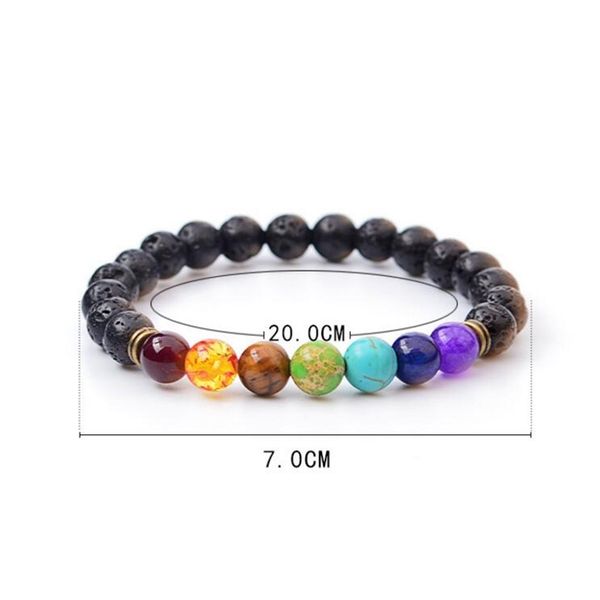 

factoryuhx6natural lava volcano, tiger eye, laips, volcano amethyst with seven color stone bead bracelet bangle gift fashion jewelr, Black