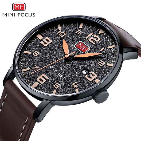 

mini focus fashion watch men quartz luxury brand ultra thin waterproof simple leather strap watches relogio masculino, Slivery;brown