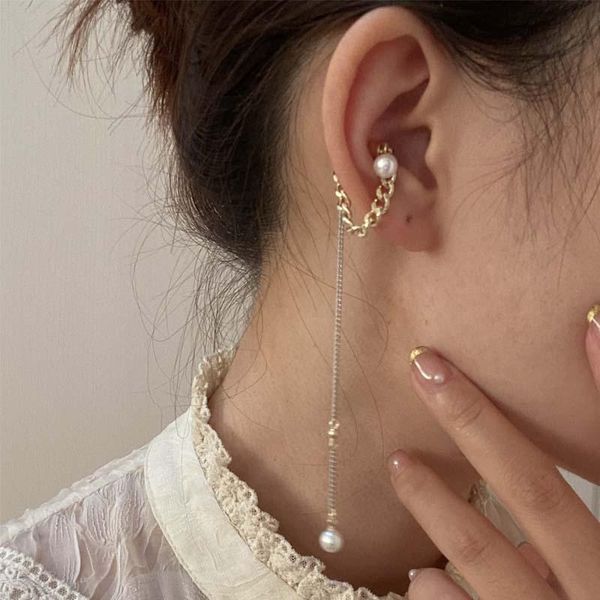 

stud 1pc fake earring in cartilage non piercing magnetic false braces gold earrings pearl ear cuffs clips cute korea plated, Golden;silver