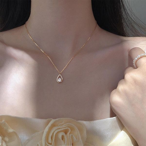 

chains fashion 925 sterling silver water drop necklace sparkling zircon pendant romantic woman engagement birthday jewelry gift
