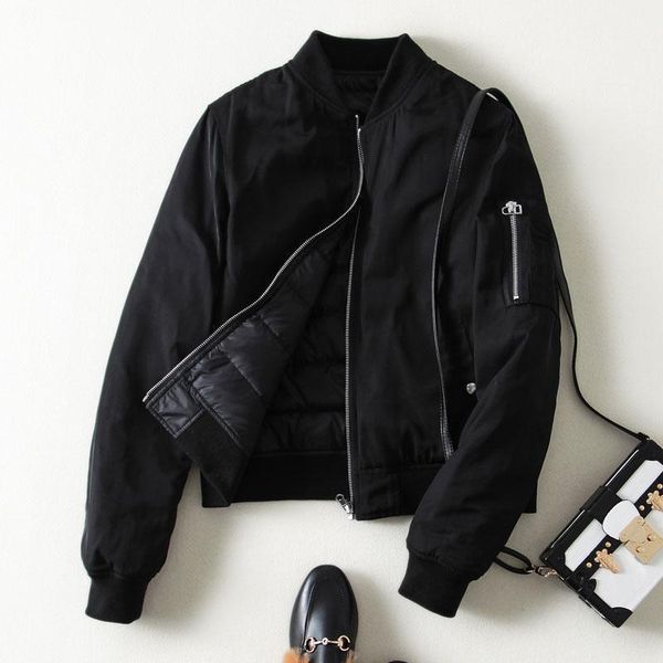 

kmetram streetwear couple ultra light down jacket autumn winter jacket women sports bomber fashion parka manteau femme my1, Black