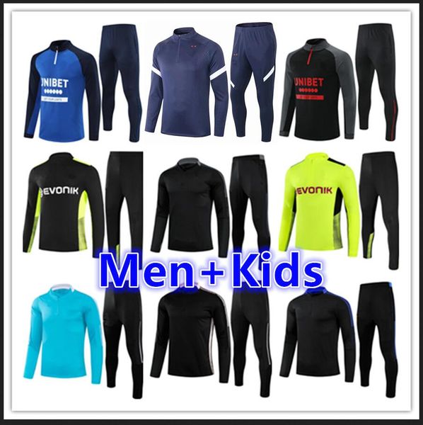 

2021 2022 men kids soccer tracksuit training suit jerseys kits 21 22 mens + kid football tracksuits jogging jacket chandal futbol s, Black