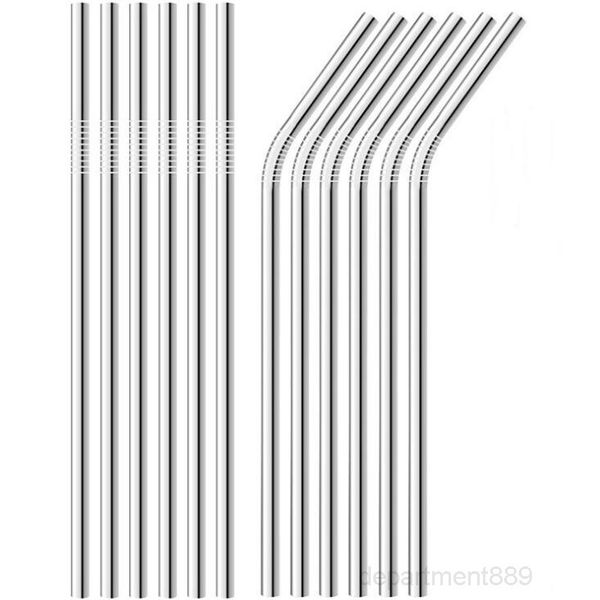 

stainless steel straw bend straight reusable coffee milk juice bar drinking straws kitchen tool drinkware owc2743
