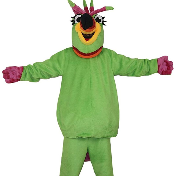 

mascot costumes plush green parrot bird mascot costume cute animal costume party halloween event performance dedicated, Red;yellow