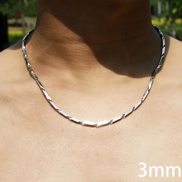 

chains 3mm fashion men's necklace for woman 316l stainless steel choker gold silver color jewelry charming male girl gift wholesale