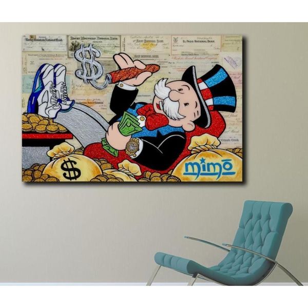 

wlong large size oil painting monopoly 2 graffiti wall art picture home decor living room modern canvas sqcqhx wphome