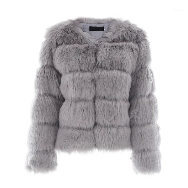 

2020 winter fashion women fur like man made fur coat girl warm outer clothing1, Black