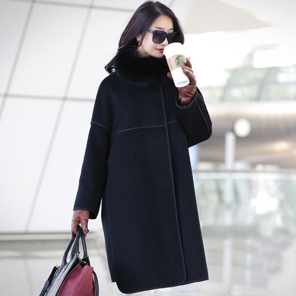 

wool coat women korean elegant ladies coats and jackets spring autumn long jacket abrigos mujer invierno 2020 u46023 yy5571, Black
