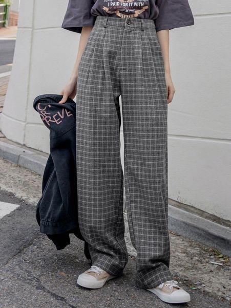 

dazy grid print fold pleated pants i0nq#, Black;white