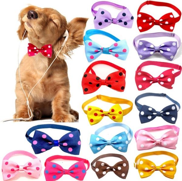 

15 colors dot collar bow tie adjustable neck strap cat dog grooming accessories pet product supplies
