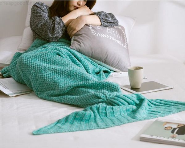 

70*140cm mermaid sofa knit blanket quilt rug cocoon sleeping sack tail blankets dhl free