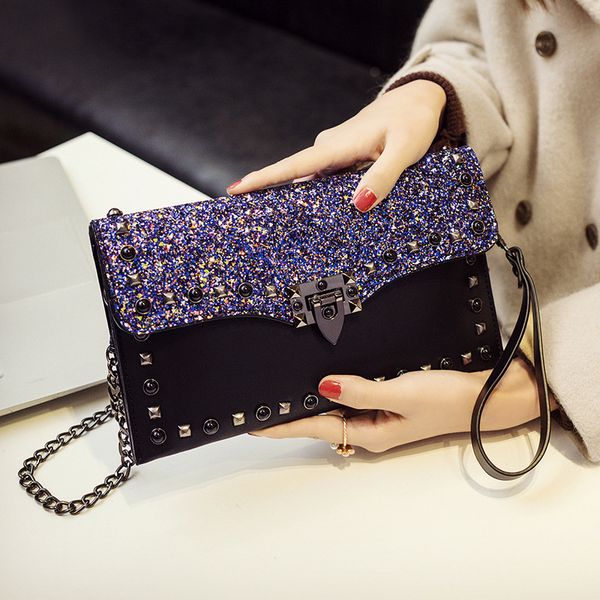 

новая блестящая сумка на плечо маленькая сумочка корейский вариант личности диагональный кросс сумка сцепления женская оптом