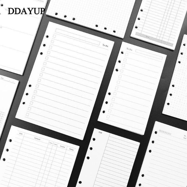 

notepads a5 a6 loose leaf notebook refill spiral binder inner page diary weekly monthly planner to do list line dot grid inside paper1, Purple;pink