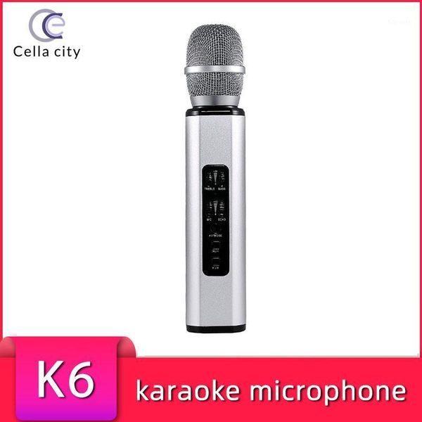 

cella city k6 mobile phone k song mic smart multi-function dual speakers portable wireless bluetooth condenser microphone1
