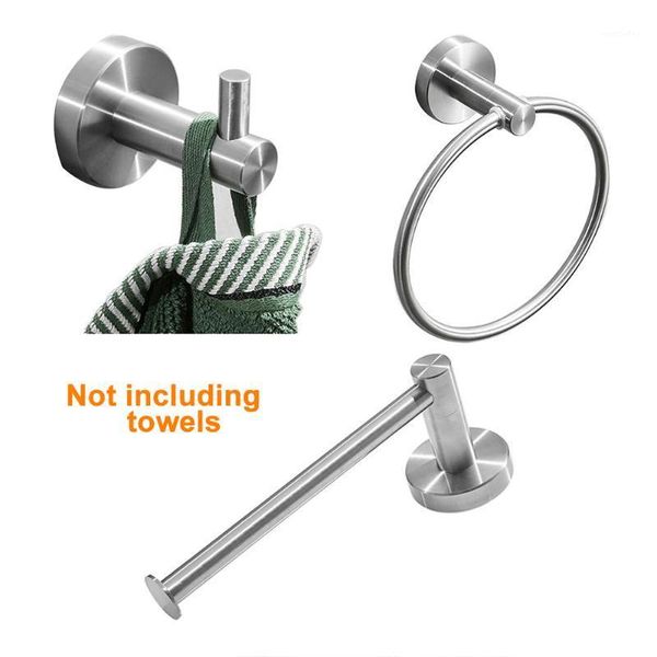 

bath accessory set 3pcs towel hook easy install stainless steel hanging ring brushed rustproof bathroom hardware home accessories wall mount