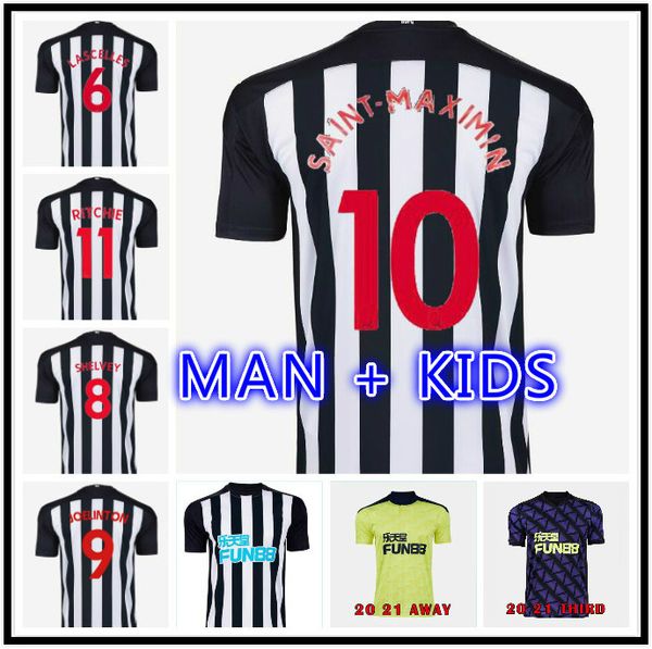 

new 20 21 nufc soccer jerseys shelvey 2020 2021 joelinton football shirt almiron ritchie gayle equipment men kids kits, Black;yellow