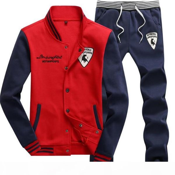

mens tracksuit outwear hoodie set 2 pieces autumn sporting track suit male fitness stand collar sweatshirts jacket+pants sets, Gray