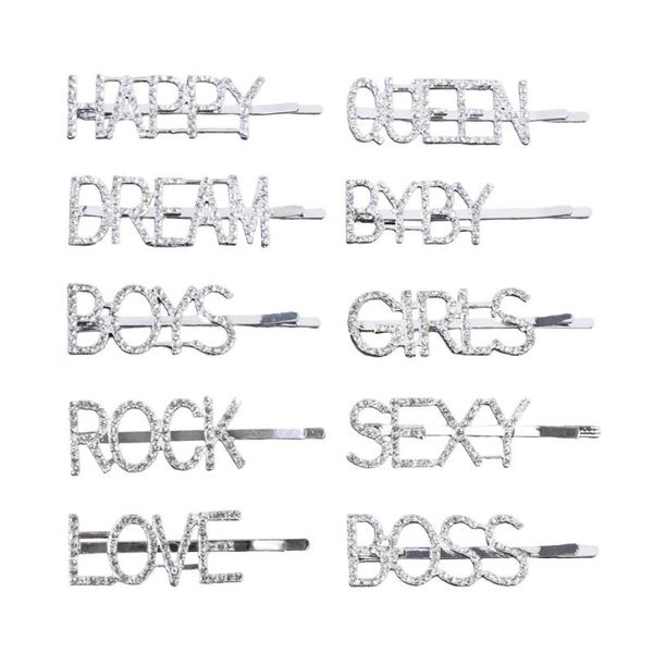 

hair clips 10pcs rhinestone letters side barrettes bobby pin pins for ladies girls