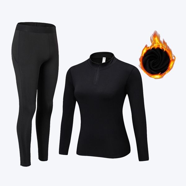 

winter women's thermal underwear sets quick dry anti-microbial thermo underwear warm long johns clothes 201113, Black;pink