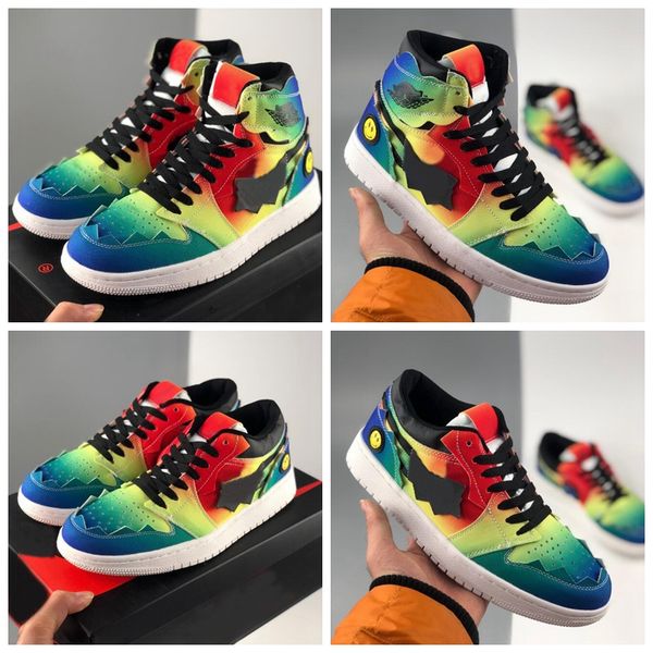 

new j balvin 1 basketball shoes herencia women mens trainers sneakers rainbow tie dye sports des chaussures zapatos size 36-45