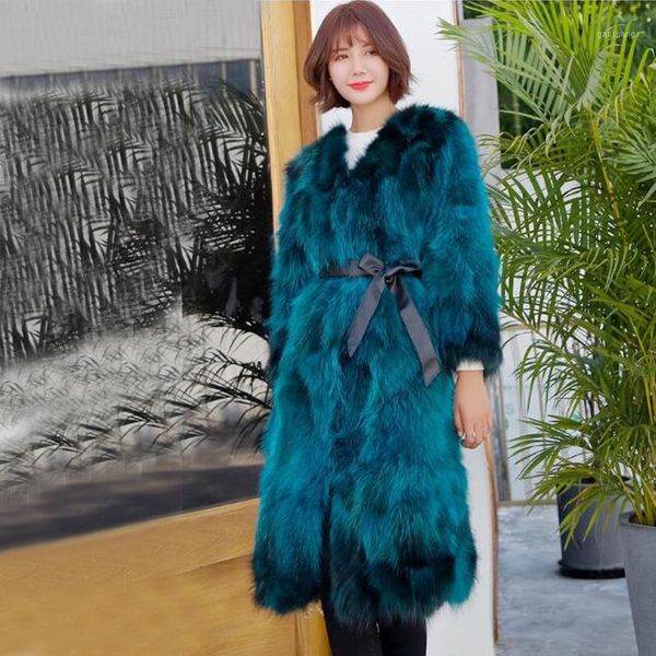 

genuine ksr394 natural raccoon fur outwear vintage warm for winter women real fur long coat factory wholesale discount ksr3941, Black