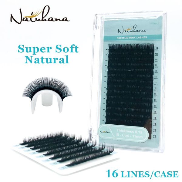

false eyelashes natuhana wholesale 16rows bcd curl natural mink single eyelash extension premium individual fake eye lashes