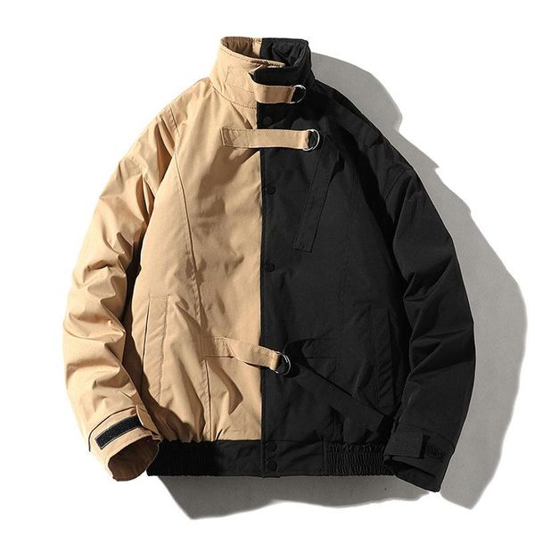 

зимняя куртка мужчины уличная одежда густая парка мужская мода молодой хип-хоп хлопчатобумажная куртка качества валютные пальто 2020, Black