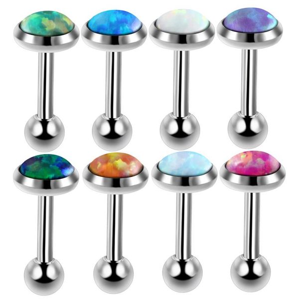 

8 шт. / лот из нержавеющей стали opal camen camen care tragus cartilage helix gead piercunce серьги штабр шин пирсинг для губ body ювелирные, Silver