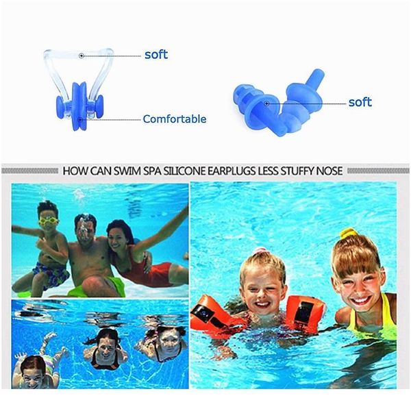 

2020 new waterproof sile swimming earplugs and nose clip for swimmers children diving swimming sport acc sqcfdi