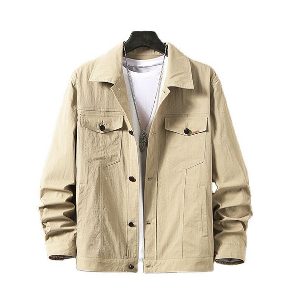 

2020 autumn new jacket wash solid color handsome men's coat leisure trend top, Black;brown