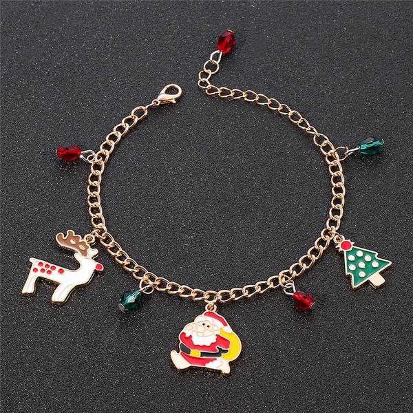 

charm bracelets drop bracelet gold color santa claus xmas tree pendant noel navidad 2021 christmas decorations ornaments gift, Golden;silver