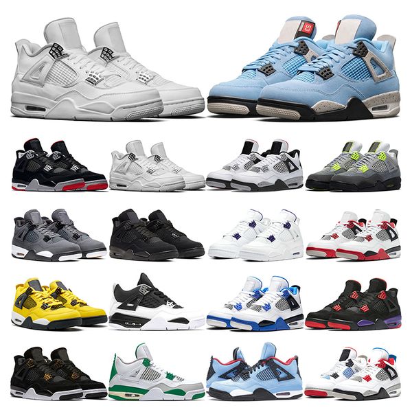 

2021 mens basketball shoes 4s jumpman 4 university blue pine green fired red white cement black cat men trainer sport sneakers outdoor