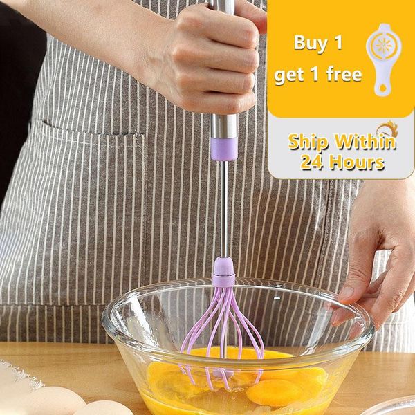 

adjustable semi matic stainless steel egg mixer milk frother hand mixer whisk for whipping rotating hand press kitchen tools wmtiul