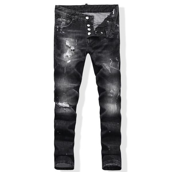 

mens designer jeans 2 distressed skinny ripped destroyed trousers slim motorcycle moto biker punk hip hop new arrivals famous brand jeans, Blue
