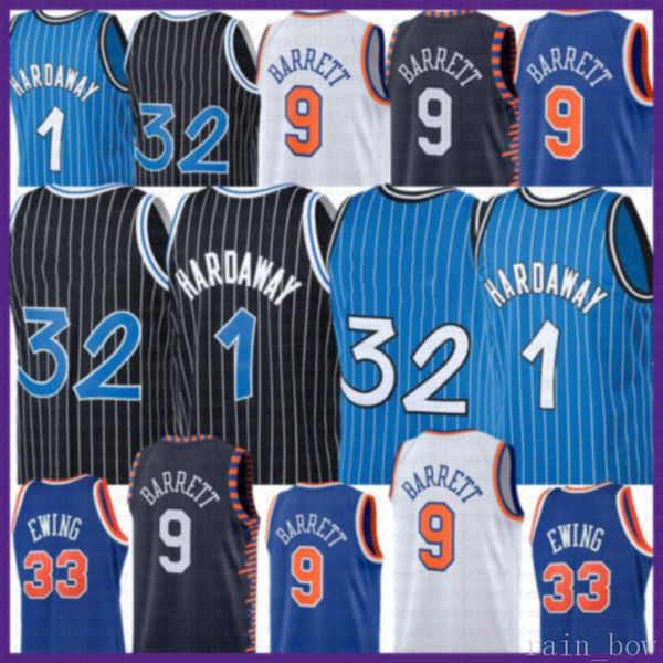 

2021 new shaquille basketball jersey 32 mens penny 1 hardaway mesh tracy 1 mcgrady retro rj 9 barrett patrick 33 ewing green, Black;red