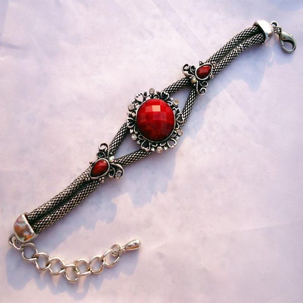 

retro rhinestone alloy flower bracelet sz1001, Black