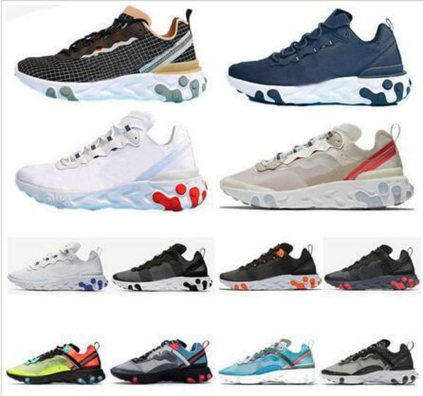 

new react element 87 55 running shoes for men women light bone triple black royal solar team red mens trainers sports sneaker runner