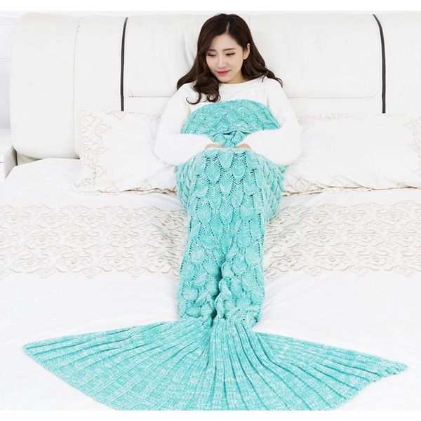 

super soft вязаный русалка хвост одеяло вязание крючком ручной работы все сезоны спальный мешок для детей для детей старший рождественский р