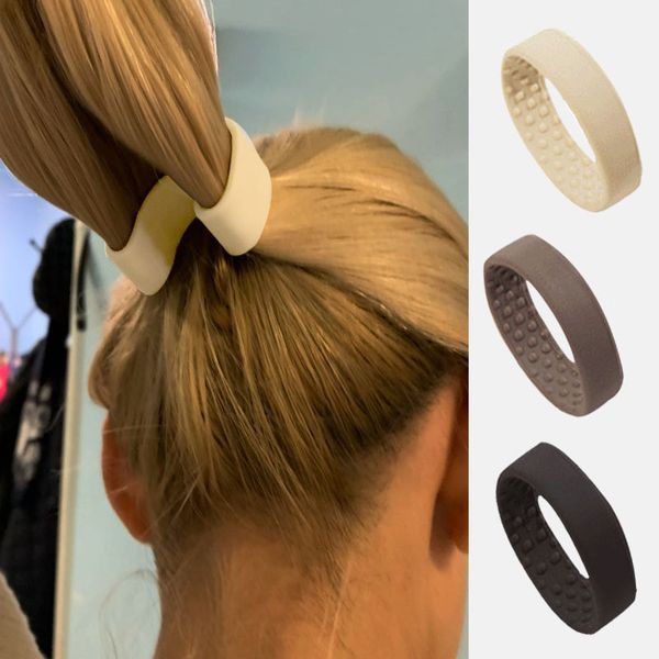 

multi woman ponytail holder hair tie foldable hair scrunchies silicone stationarity elastic hair band simple accessories ha585, Black;brown