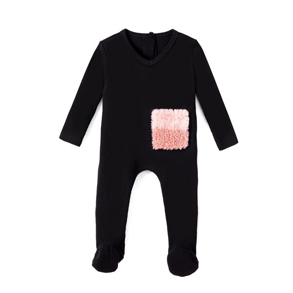 Herbst Winter Kinder Baumwolle Nachtwäsche Baby Mädchen Junge gerippt Strampler Pyjamas Set Kinder Pelztasche Baby Stretchie 220211