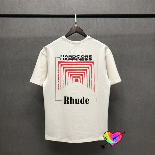 

vintage rhude tee 2022 men women 1:1 apricot box perspective t shirt graphic print oversize short sleeve, White;black