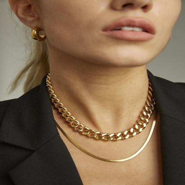 

bohemian ethnic style fashion double necklace 2020 simple thick chain exaggerated jewelry factory wholesale, Silver