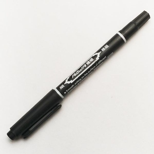 

3 pcs lot 3 color black red blue double oil marker pen 2 functions water based pen office painting work pen wholesale promotion h wmtkuf