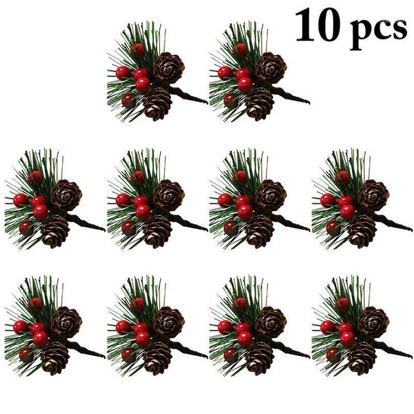 

decorative flowers & wreaths artificial flower red christmas berry and pine cone with holly branches decoration for home floral decor crafts