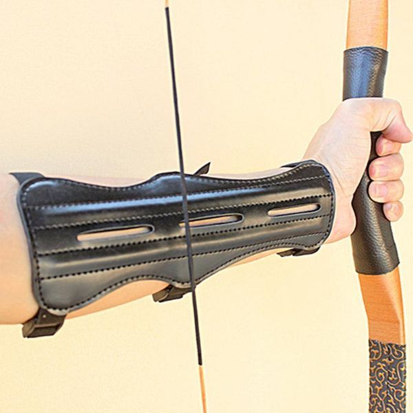 

elbow & knee pads arm guard men women lightweight outdoor target archery gear forearm elastic professional strap safety pu leather adjustabl, Black;gray