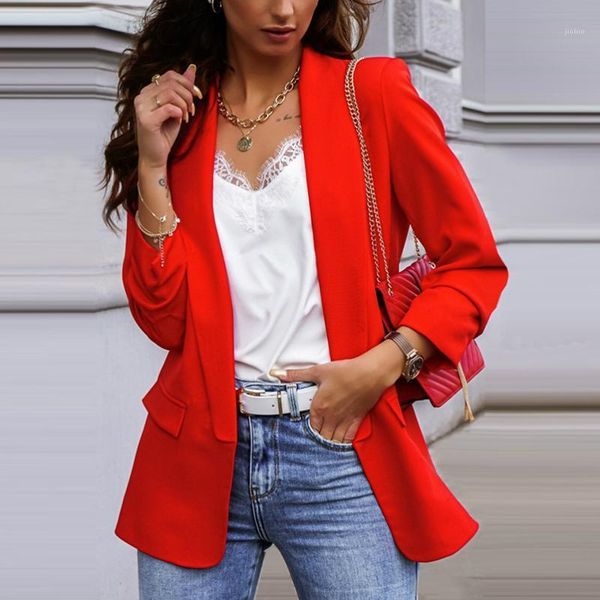 

new fashion blazer jacket women casual pockets long sleeve elegant office ladies workwear blazer fit minimalist slim blazers1, White;black