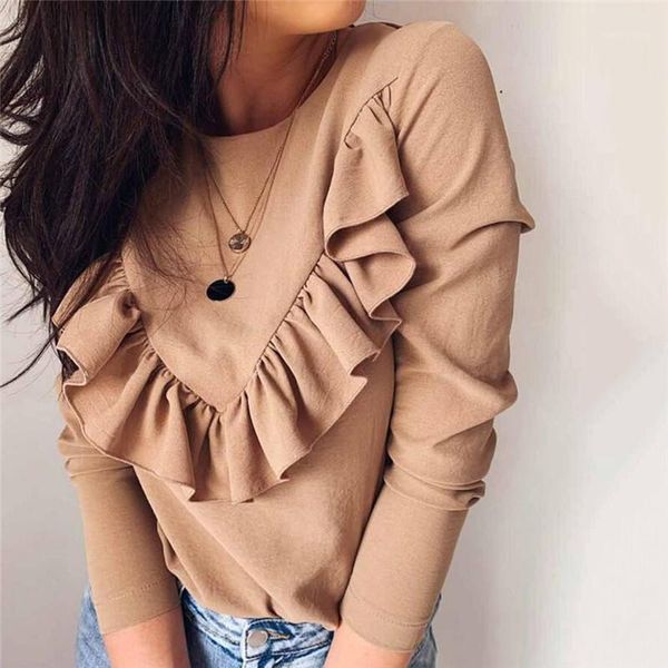 

white black khaki ruffles patchwork sweet women autumn loose casual shirts long sleeve o neck female blouses office ladies1
